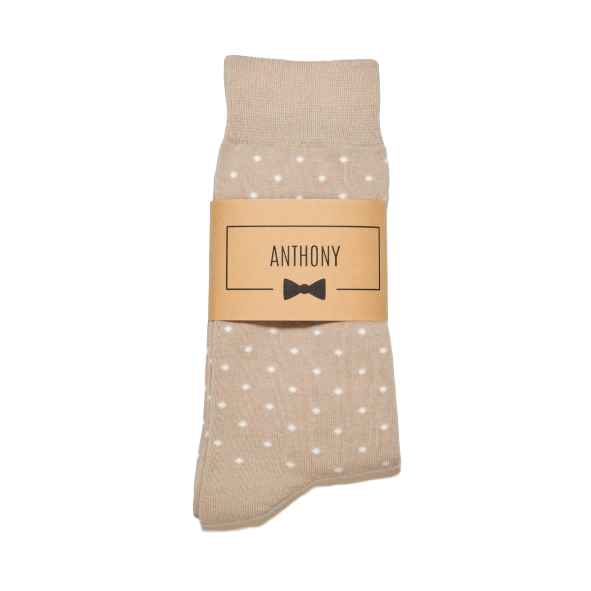 Latte Light Brown Polka Dot Dress Socks | Groomsman Gear Sock and Label Latte Light Brown Polka Dot Dress Socks | Groomsman Gear Sock and Label