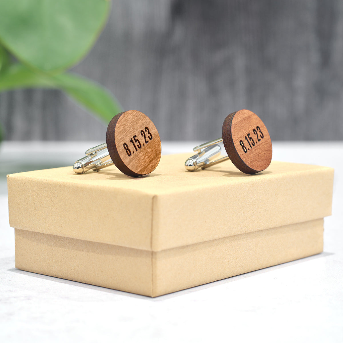 Personalized Cufflinks | Custom Engraved Cherry Wood – Groomsman Gear