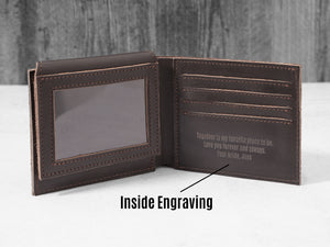 
                  
                    Espresso Brown Men's Wallet with Custom Engraving Text
                  
                