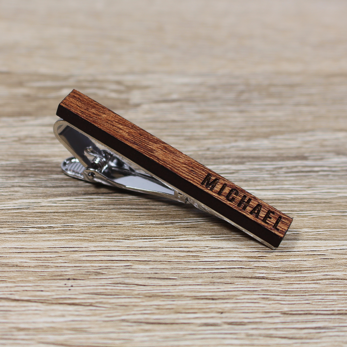 Personalized Tie Clip | Mahogany Wood