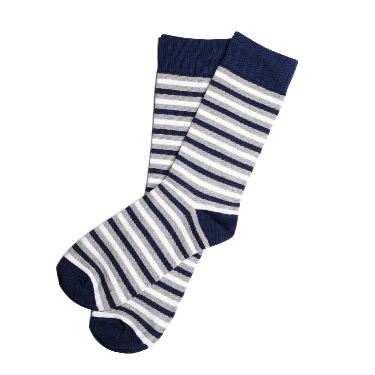 Navy Blue Striped Dress Socks