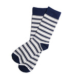 Navy Blue Striped Dress Socks for Groomsmen and Weddings