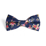 Navy Floral Bow Tie for Groomsmen