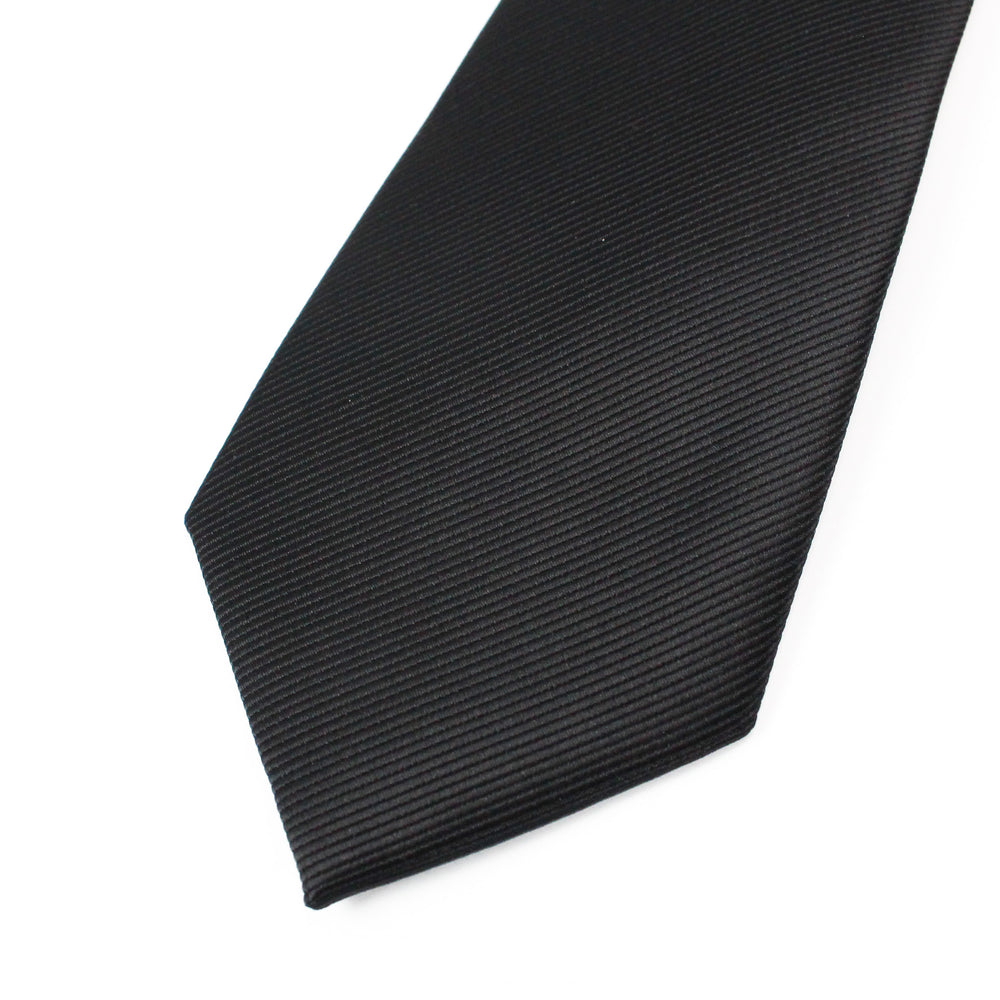 
                  
                    Black Solid Grosgrain Wedding Tie Closeup
                  
                