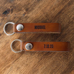 Brown Leather Keychains with Custom Personalized Engraving for Groomsmen Gift