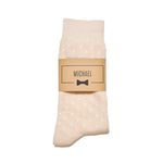 Champagne Polka Dot Dress Socks with Personalized Labels for Groomsmen Gifts