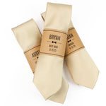 Champagne Solid Grosgrain Wedding Tie with Personalized Label