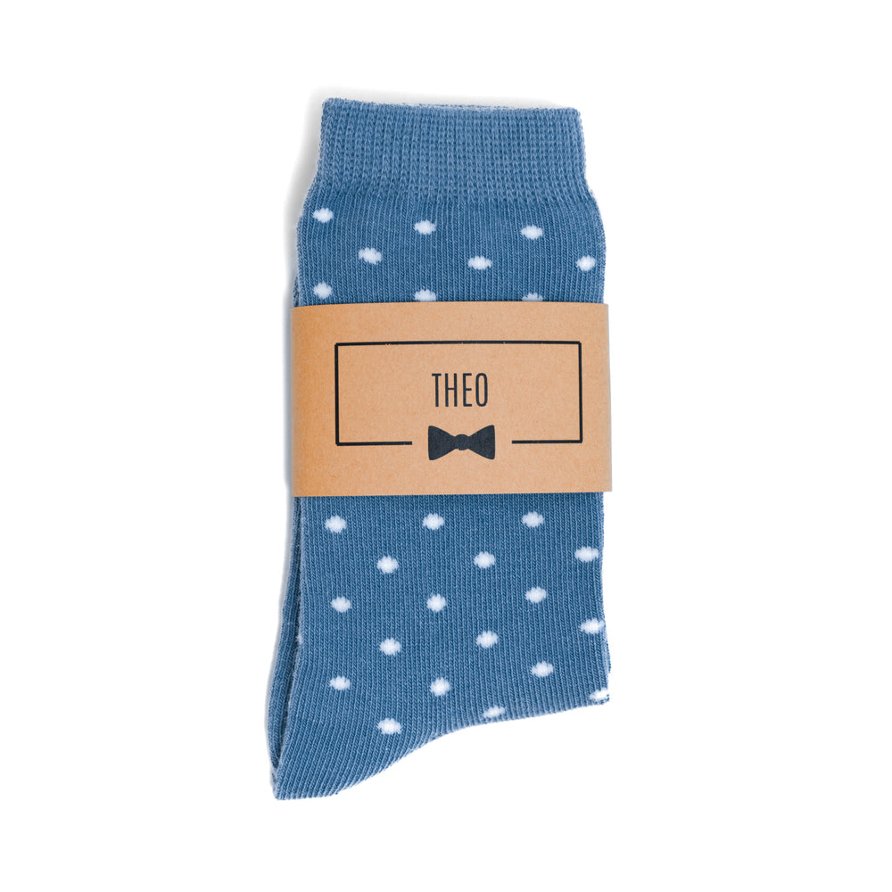 Personalized Dusty Blue Ring Bearer Socks for Kids and Toddlers