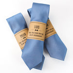 Dusty Blue Solid Grosgrain Wedding Tie with Personalized Label