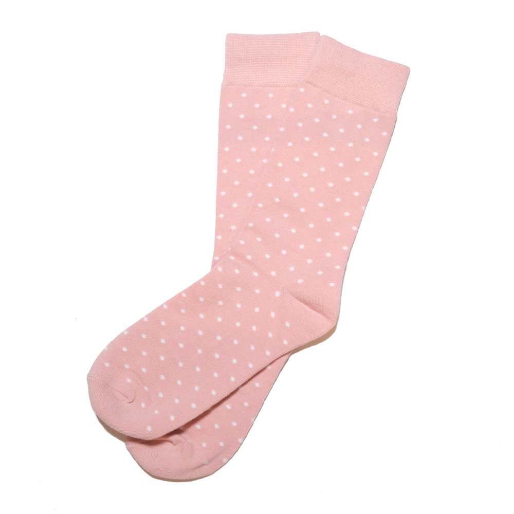 Dusty Rose Pink Polka Dot Dress Socks for Groomsmen and Weddings