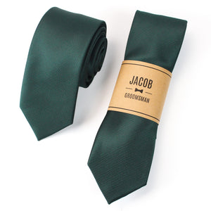 
                  
                    Emerald Green Solid Grosgrain Wedding Tie with Personalized Label
                  
                