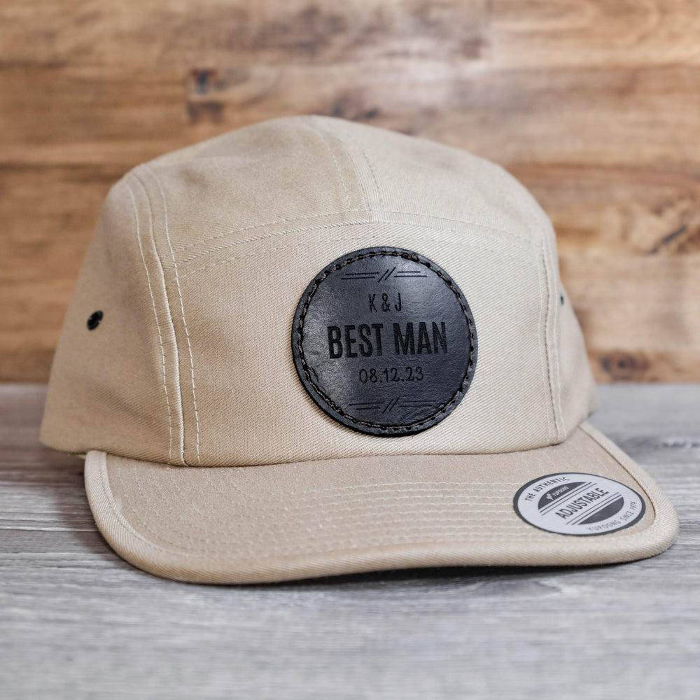 Custom Groomsmen Leather Patch Hat for Wedding Party Circle Patch