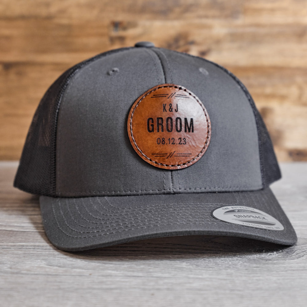 Brown Leather Round Patch Hat