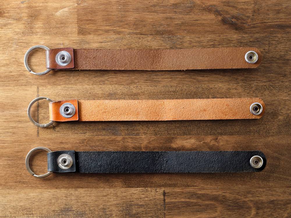 
                  
                    Tan Leather Keychain With Custom Personalized Engraving for Groom or Groomsmen Gift Belt Loop
                  
                