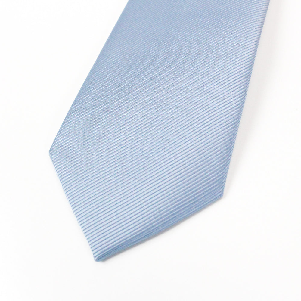 
                  
                    Light Blue Solid Grosgrain Wedding Tie Closeup
                  
                