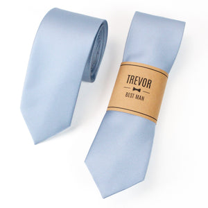 
                  
                    Light Blue Solid Grosgrain Wedding Tie with Personalized Label
                  
                