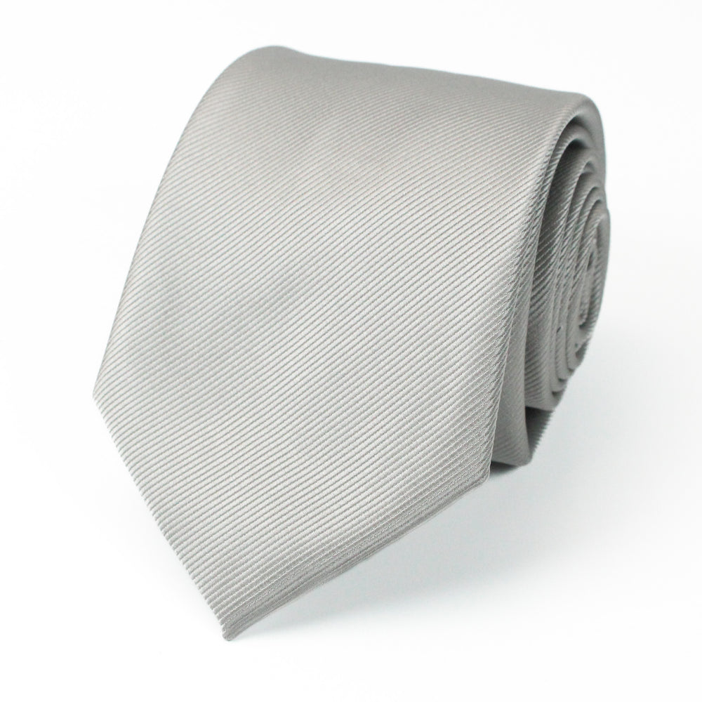 Light Grey Solid Grosgrain Wedding Tie