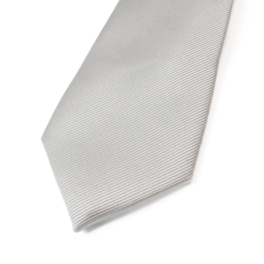 
                  
                    Light Grey Solid Grosgrain Wedding Tie Closeup
                  
                