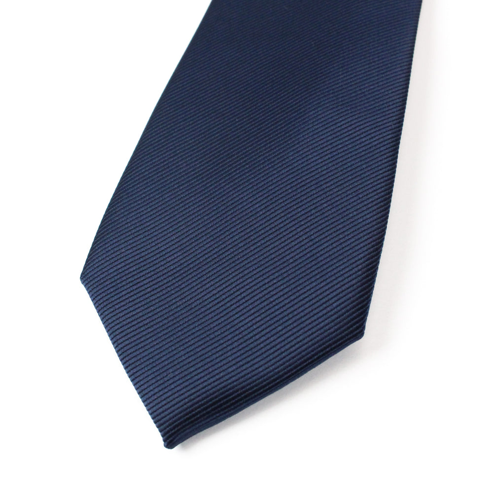 
                  
                    Navy Blue Solid Grosgrain Wedding Tie Closeup
                  
                