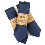 Navy Blue Solid Grosgrain Wedding Tie with Personalized Label