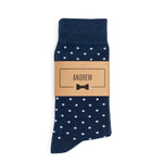 Navy Polka Dot Dress Socks for Groomsmen Gift