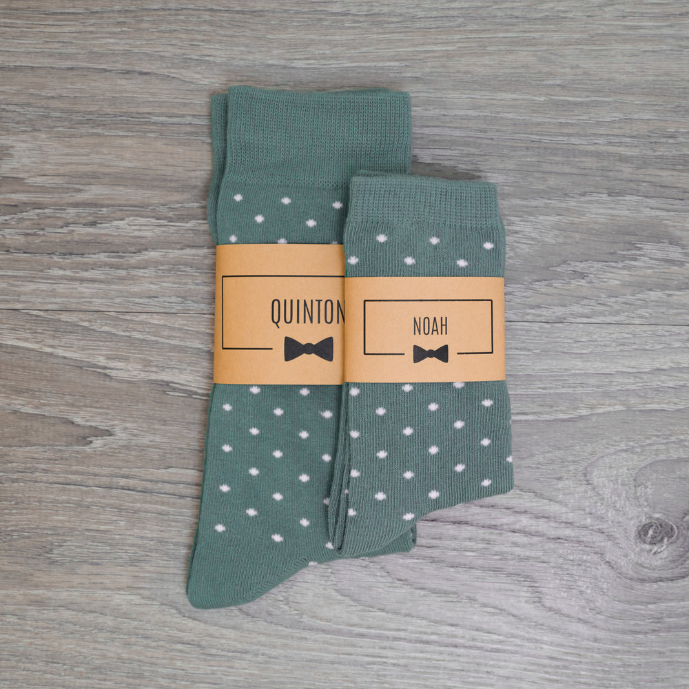 
                  
                    Sage Green Polka Dot Matching Ring Bearer and Groomsmen Socks
                  
                