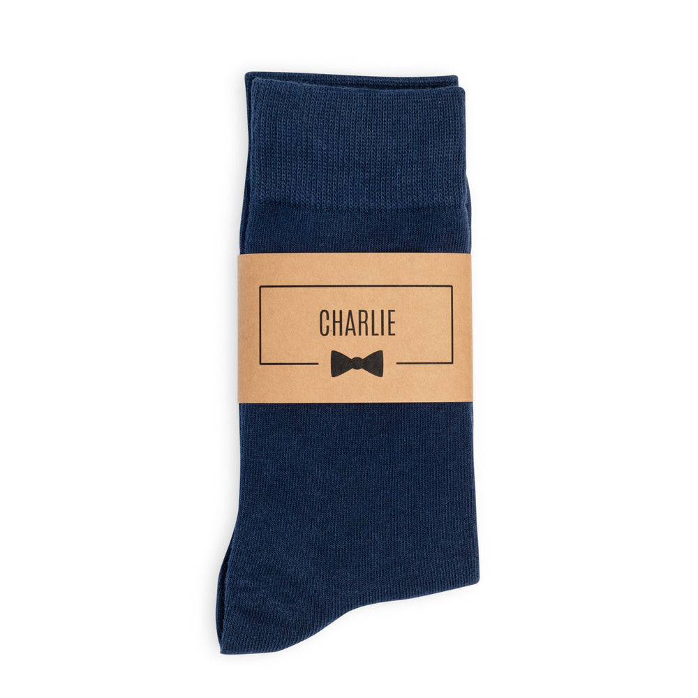 Navy Blue Solid Personalized Groomsmen Socks