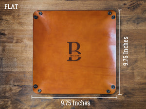 
                  
                    Tan Leather Catchall Tray Flat Size
                  
                
