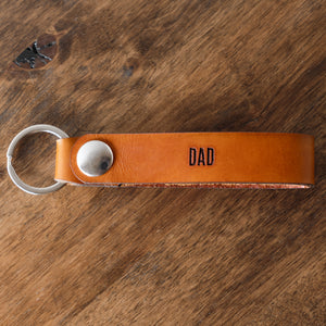 
                  
                    Tan Leather Keychain With Custom Personalized Engraving for Groom or Groomsmen Gift Front
                  
                