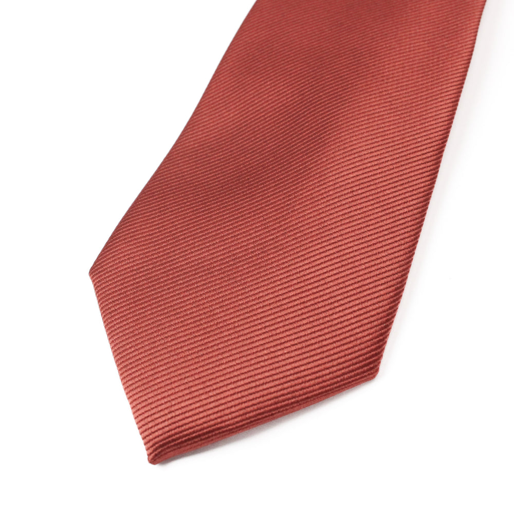 
                  
                    Terracotta Rust Solid Grosgrain Wedding Tie Closeup
                  
                