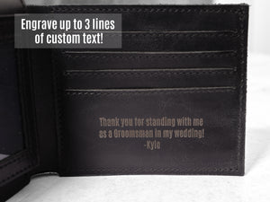Personalized Men's Black Leather Bi-fold Wallet Engraved With Initials Or  Name Custom Engraved Free - Ships From USA
