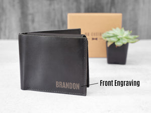 
                  
                    Black Leather Wallet with Name Engraving
                  
                
