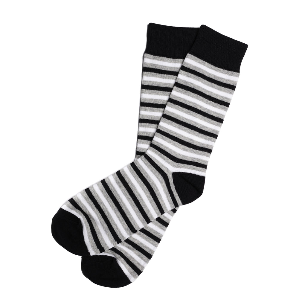 Black & Grey Striped Dress Socks for Groomsmen and Weddings