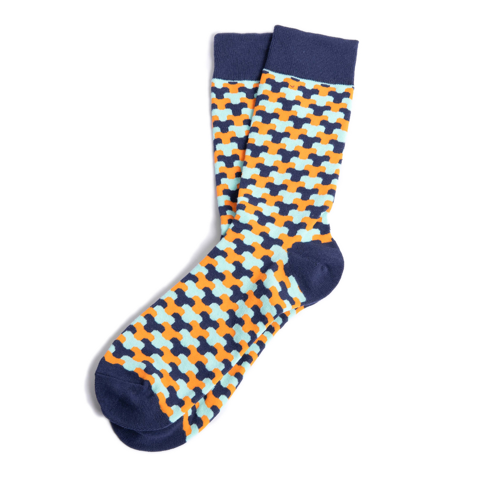 Blue & Orange Funky Wedding Socks | Groomsan Gear – Groomsman Gear