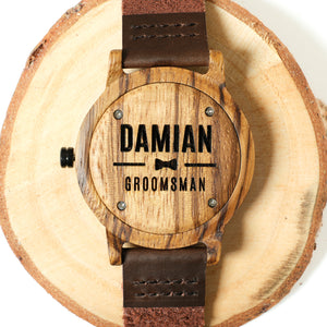 
                  
                    Zebrawood Engraved Men's Watch for Personalized Gift
                  
                