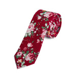 Burgundy Floral Skinny Tie for Groomsmen