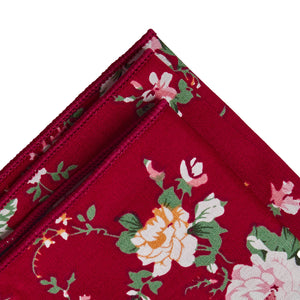 
                  
                    Burgundy Red Floral Pocket Square for Weddings 100% Cotton
                  
                