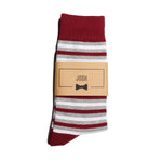 Burgundy Striped Dress Socks with Personalized Labels for Groomsmen Gifts