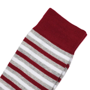Burgundy Striped Dress Socks