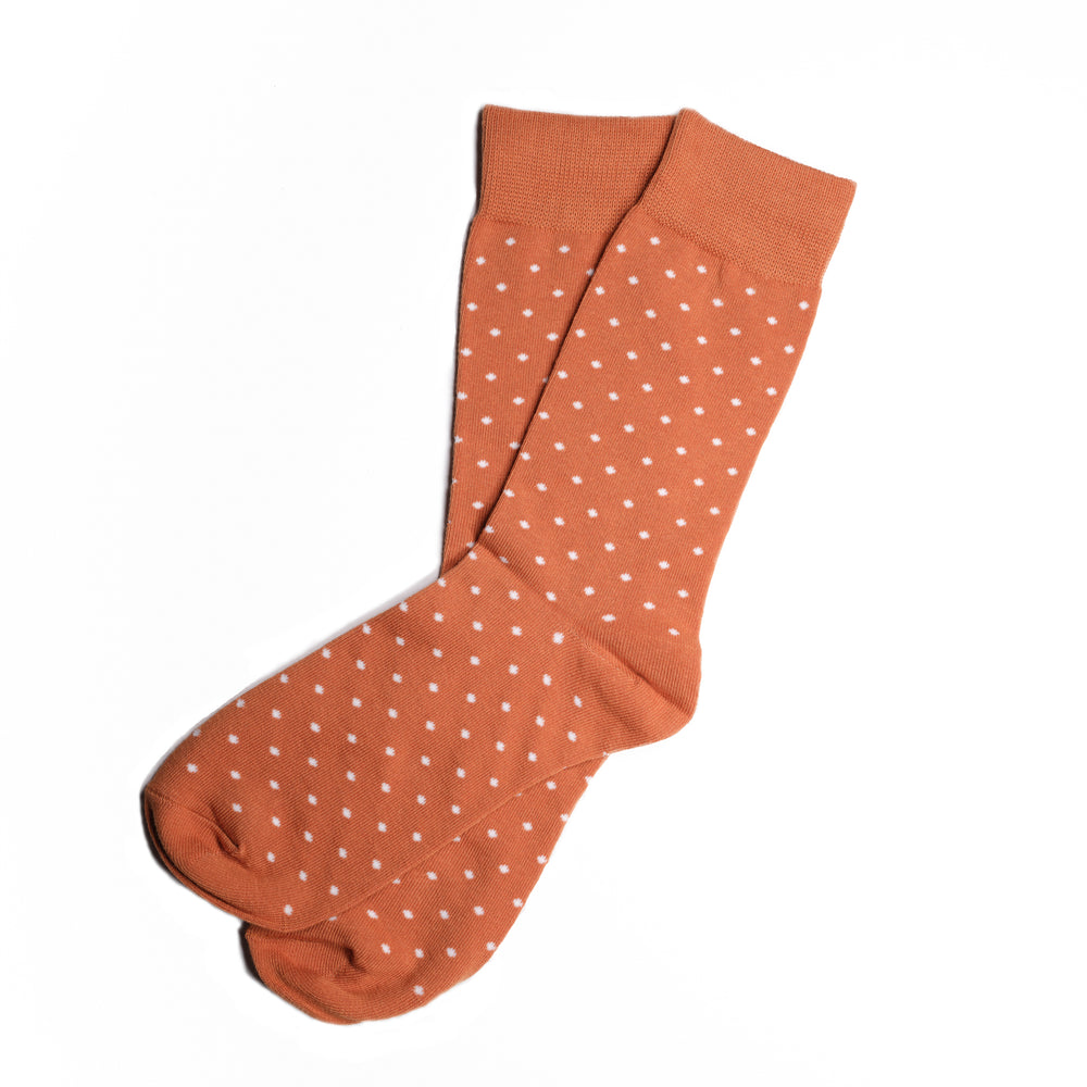 Burnt Orange Polka Dot Dress Socks | Groomsman Gear Sock Only Burnt Orange Polka Dot Dress Socks | Groomsman Gear Sock Only