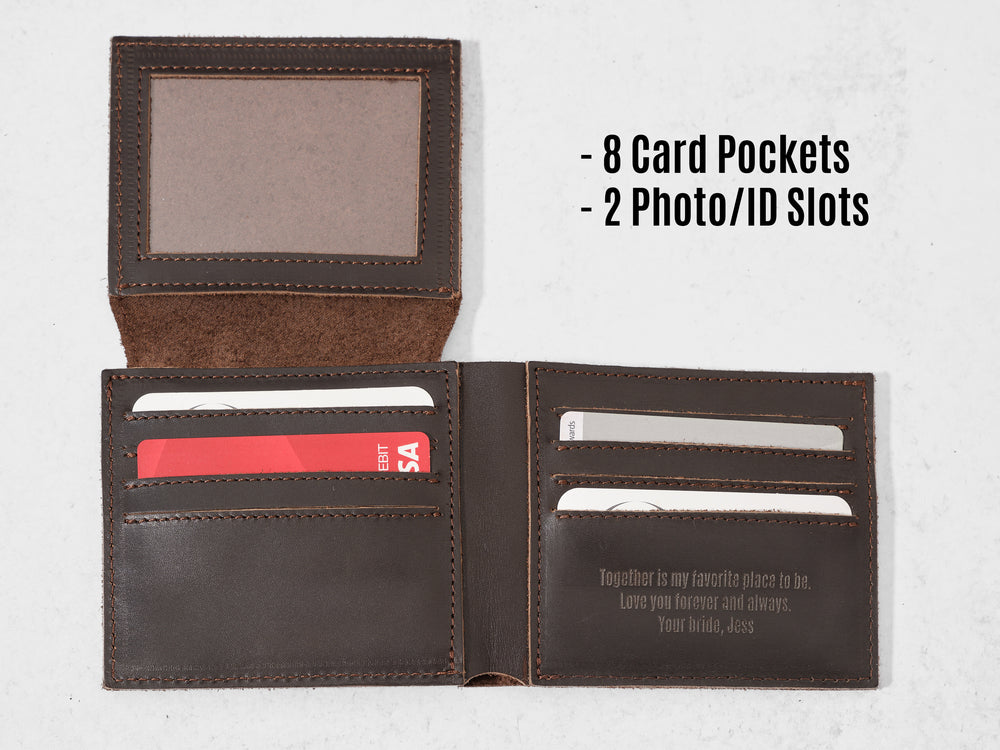 
                  
                    Brown Leather Wallet with Photo ID Slots
                  
                