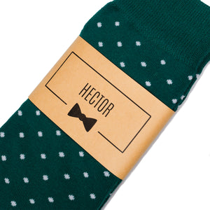 Hunter Green Polka Dot Dress Socks | Groomsman Gear Sock and Label Hunter Green Polka Dot Dress Socks | Groomsman Gear Sock and Label