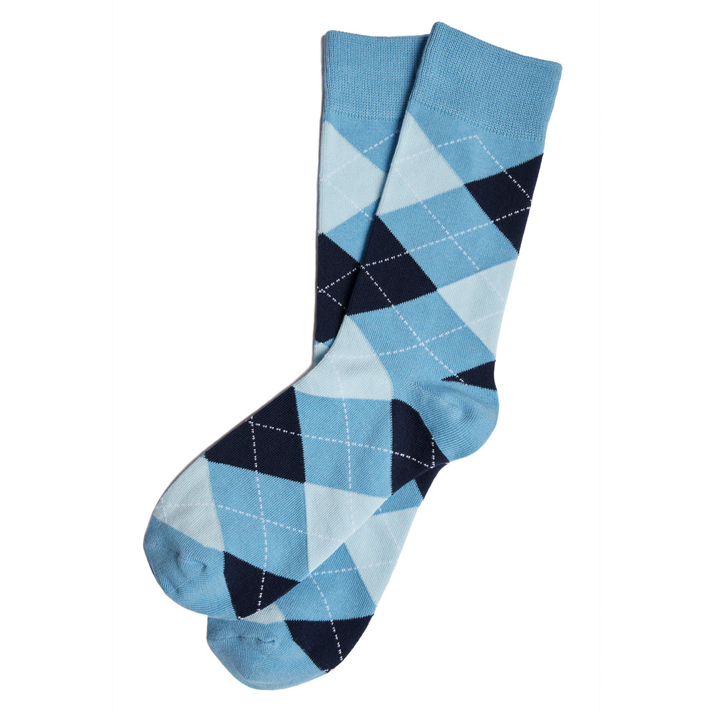 Light Blue & Navy Argyle Dress Socks for Groomsmen