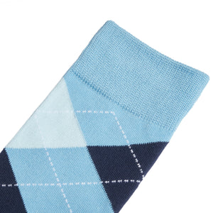 
                  
                    Light Blue & Navy Argyle Dress Socks for Groomsmen
                  
                