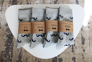 
                  
                    Grey Mustache Wedding Socks for Groomsmen
                  
                
