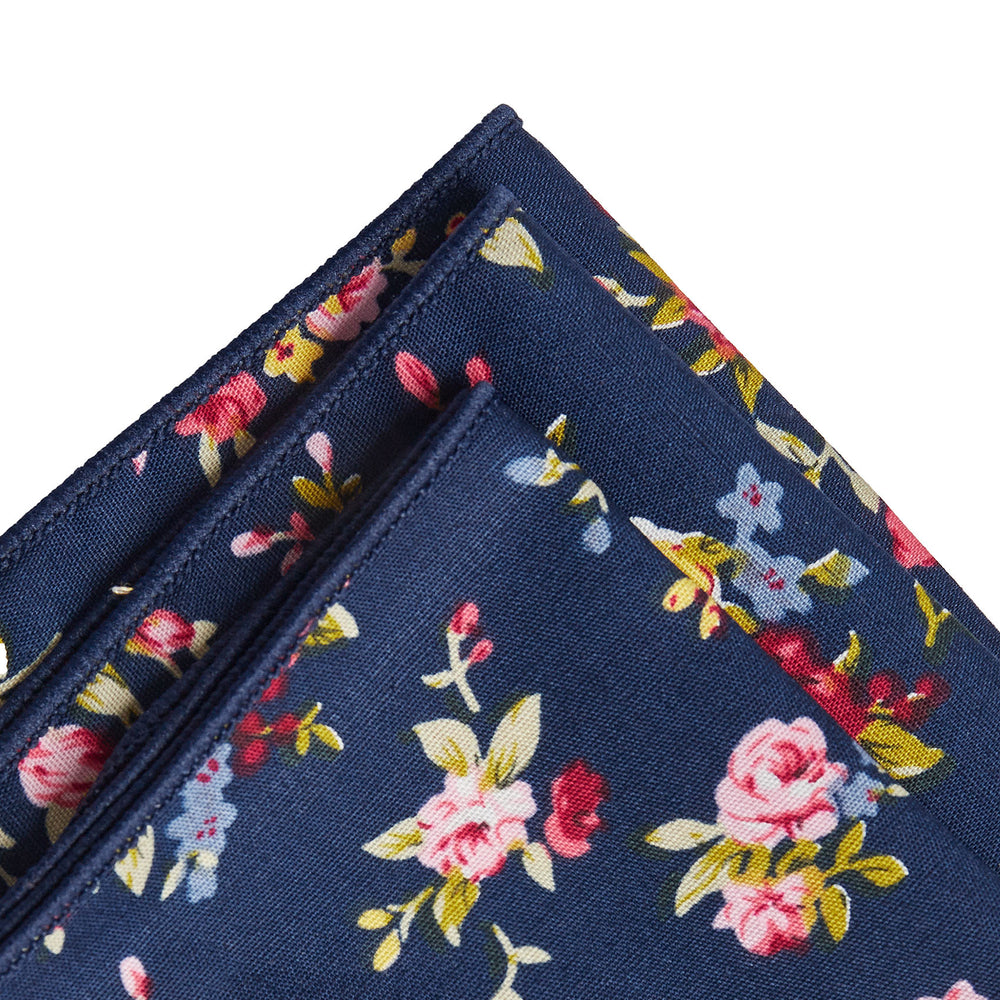 
                  
                    Navy Blue Floral Pocket Square for Weddings 100% Cotton
                  
                