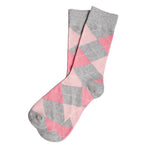 Pink & Grey Argyle Dress Socks for Groomsmen