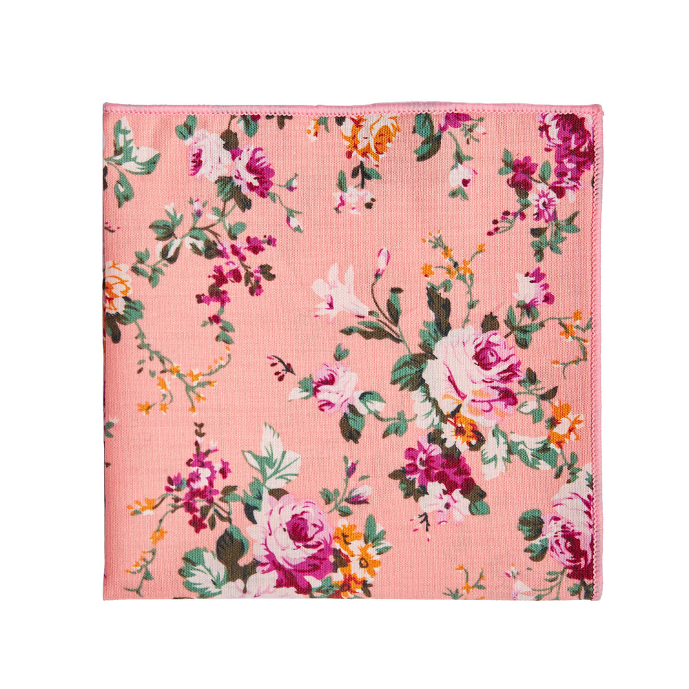 Pink Floral Pocket Square for Weddings 100% Cotton