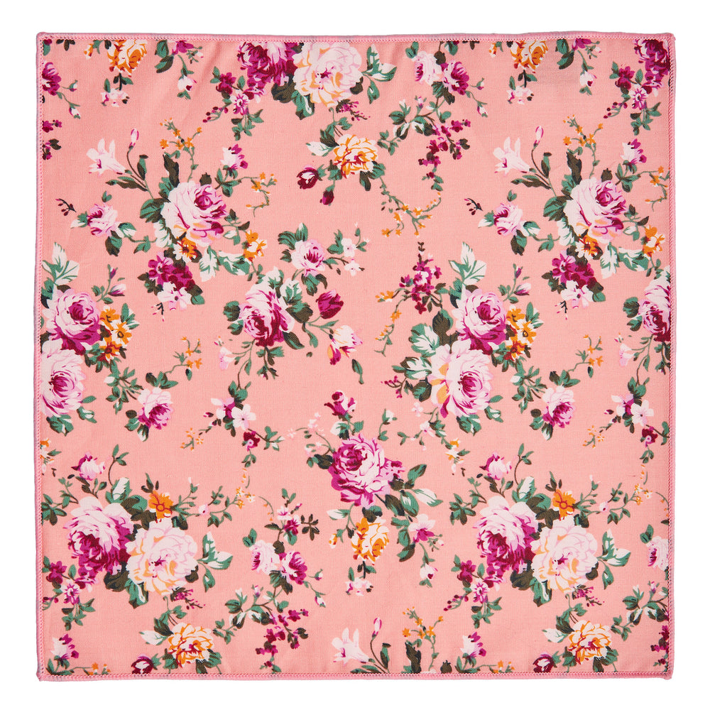Pink Floral Pocket Square for Weddings 100% Cotton