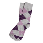 Purple & Grey Argyle Dress Socks for Groomsmen
